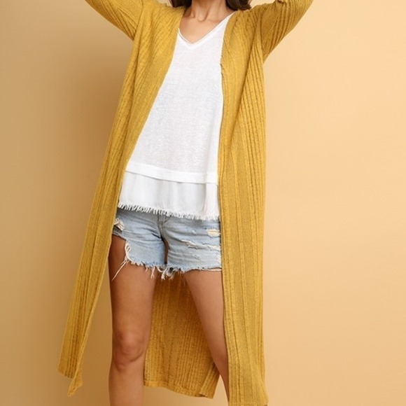 mustard duster cardigan